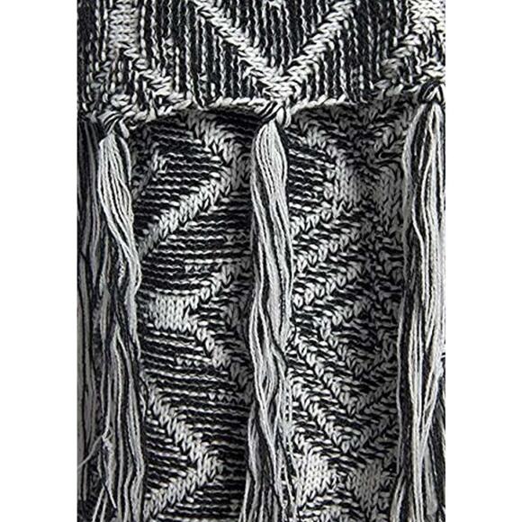 LASCANA Wool Geometric Blanket Cardigan in Black & Grey XS - Picture 2 of 11